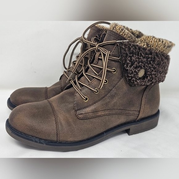 Cliffs by WHITE MOUNTAIN Shoes - Cliffs by White Mountain Women's Faux Leather Lace Up Boot Brown  Size 8.5M